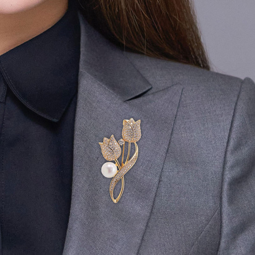 2 Broches De Diamantes De Imitación, Broche De Tulipán,