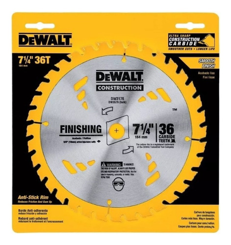 Disco Sierra Diamantado  7 1/4 36d Dewalt Dw3176