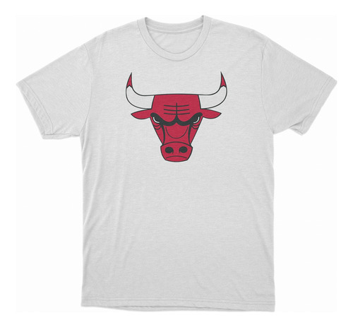 Remera Basket Nba Chicago Bulls Blanca Logo Simple Completo