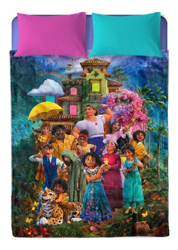 Cobertor Suave Y Ligero Matrimonial Encanto Familia Color Multicolor