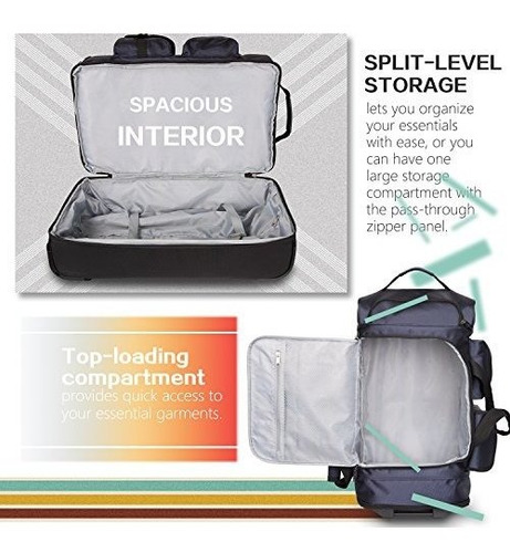 Coolife Rolling Duffel Bolsa De Viaje Con Ruedas 8 Bolsillos