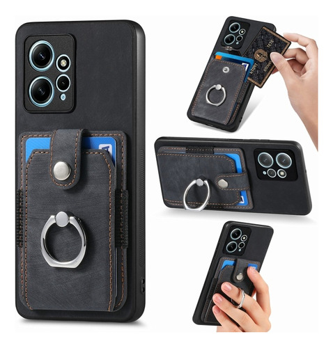 Funda Para Xiaomi Ring Card Leather + Cristal Templado 9d