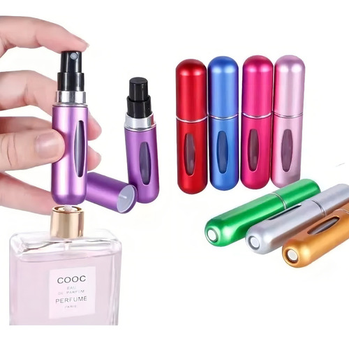 Mini Botella Para Perfume Atomizador Recargable Ideal Gift Color Plateado