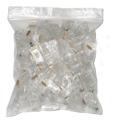Imagen 2 de 3 de Fichas Plug Rj45 X 100 Unidades Crimpeable P/ Cable Utp Red