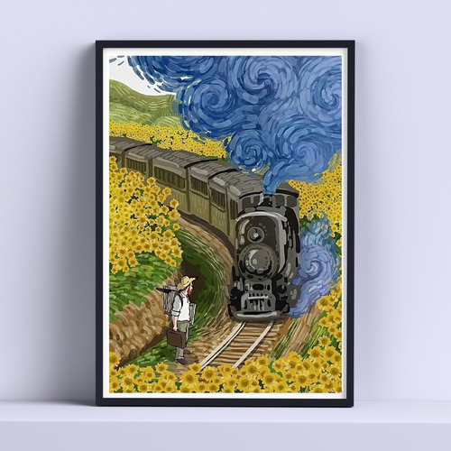 Cuadro Van Gogh Tren  30x40cm Listo P Colgar