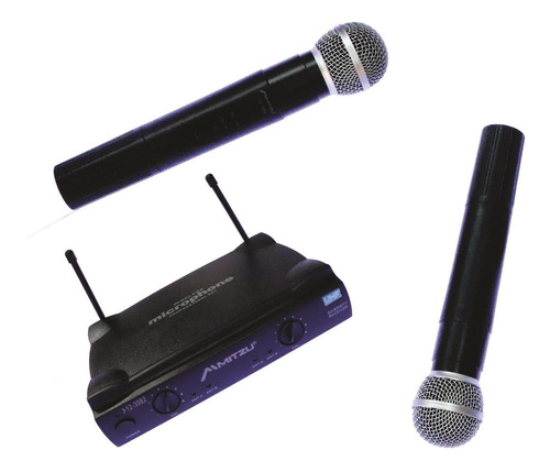 Set 2 Microfonos Inalambricos Uhf Ideal Karaoke Color Negro