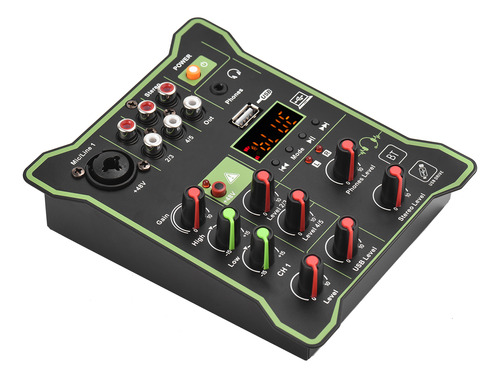 Mezclador De Audio Compacto 5 Canales 48v Usb Reverb Bt Kara