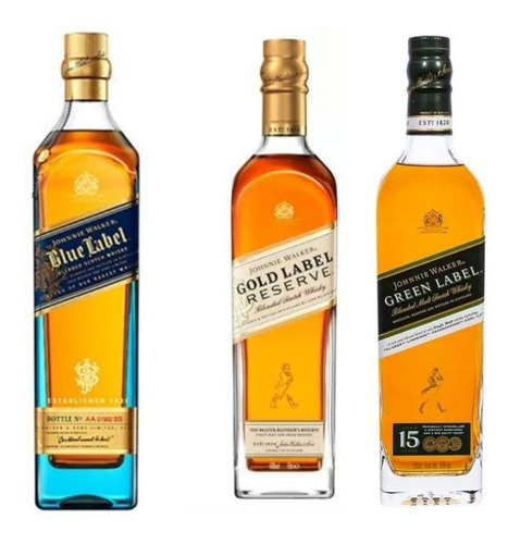 Kit Johnnie Walker Gold Label + Blue Label + Green Label