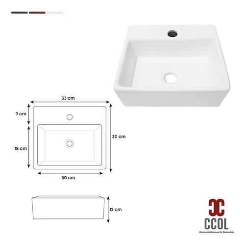 Combo Lavamanos Pequeño Rectangular+ Grifería Agua Fria C709