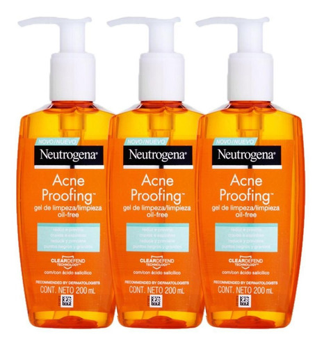 Kit Gel De Limpeza Neutrogena Acne Proofing 200ml  3 Un.