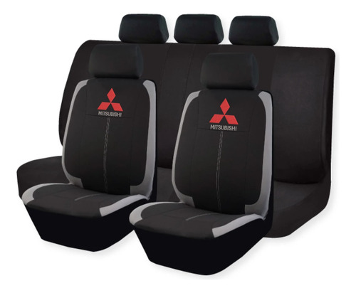 Cubreasiento Funda Tela Negro Gris Mitsubishi Bordado Regalo