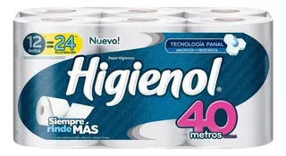 Papel Higiénico Higienol Doble Hoja 40m Paquete 12 Unidades