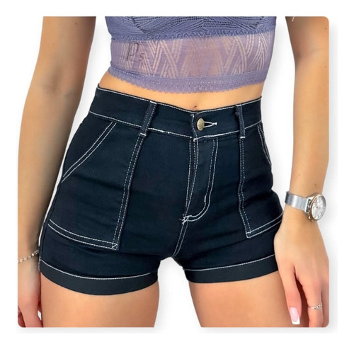 Short Jeans Tiro Alto Elastizado Calce Perfecto Cola Redonda