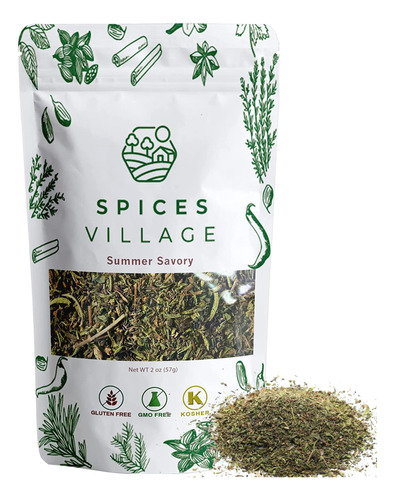 Spices Village Summer Savory Spice [2 Onzas] - Hojas Saladas