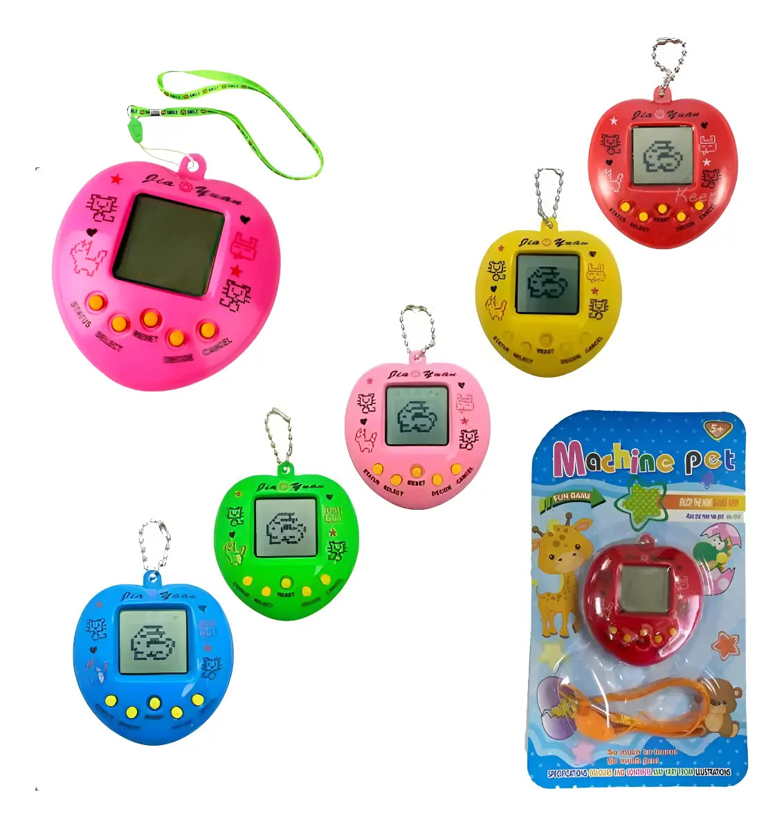 Kit 5 Bichinho Virtual Tamagotchi Animais Brinquedo Cor