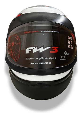 Capacete Fw3 Automatic Ad Fechado Viseira Cristal Narigueira