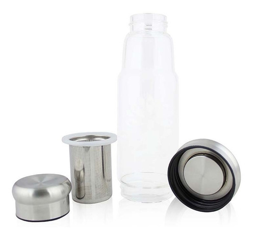 Botella De Vidrio Winter Mandal Para Té 420ml - Rosada