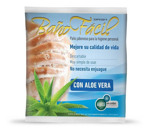 Baño Fácil Paño Jabonoso X 10 Uni Aloe Vera Baño Facil