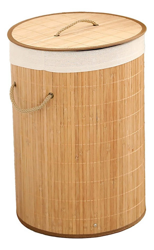 Cesto Para Ropa Sucia Gran Capacidad Bambu Con Tapa 