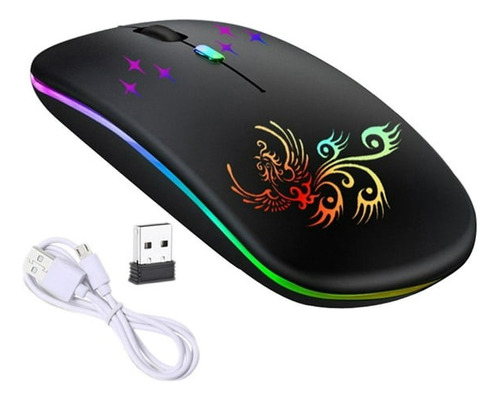 Mouse Raton Retroiluminado Led Inalámbrico Recargable Rgb