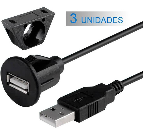 Kit 3 Cabos Usb 2.0 Extensão Macho Femea Multimídia 1 Metro