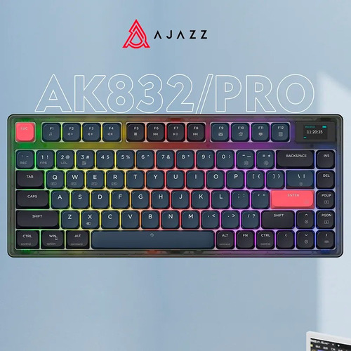 Teclado Mecânico Ajazz Ak832 Pro Rgb Com Tela (low Profile)
