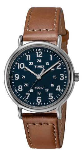 Reloj Timex Weekender De 40 Mm Con Correa De Cuero De Dos Pi