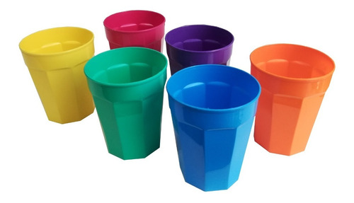 Vasos Plásticos Facetados Pack X6 Colores Para Personalizar