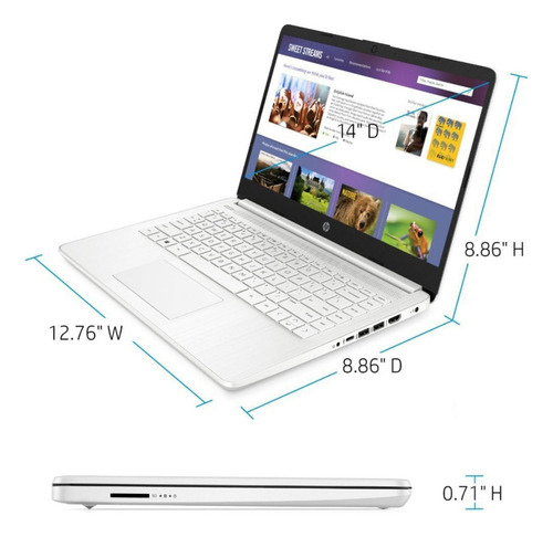 Notebook Hp 14 Intel Celeron N4500 4gb 64gb Emmc W11 Blanco