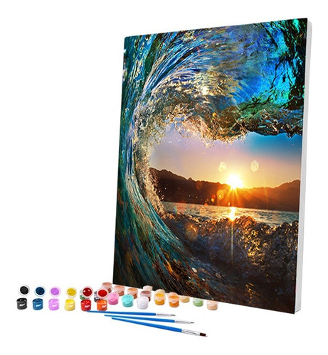 Imagem 2 de 7 de Pintura Numerada Onda Do Mar