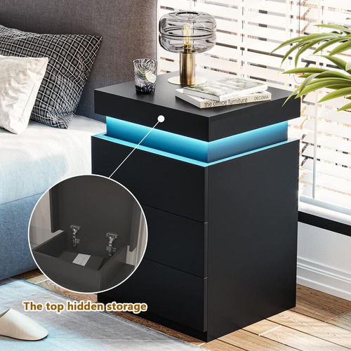 Nightstand With Led Lights And Drawers Night Stand With Top