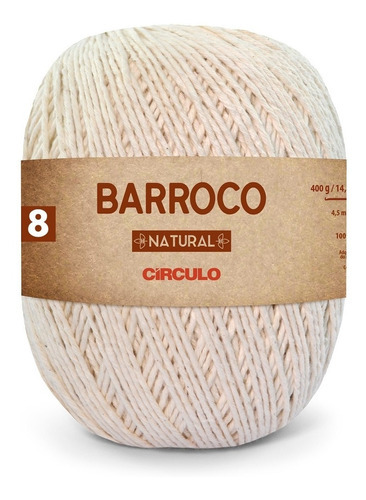Barbante Barroco Natural Cru 400g 338m Círculo - Fio Nº 8