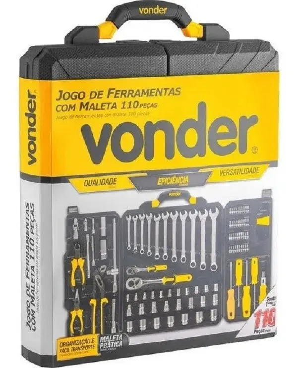 Jogo de ferramentas com 110 peças, embalagem fechada, VONDER