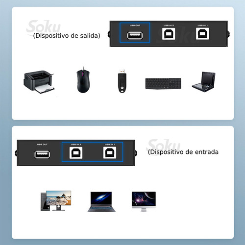 Conmutador Impresora 2 Puertos Usb Hub Divisor Switch Manual