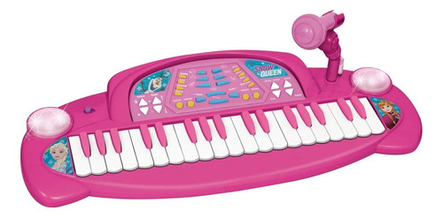 Juguete Organo Piano Frozen Disney Microfono Ditoys Luces Color Rosa
