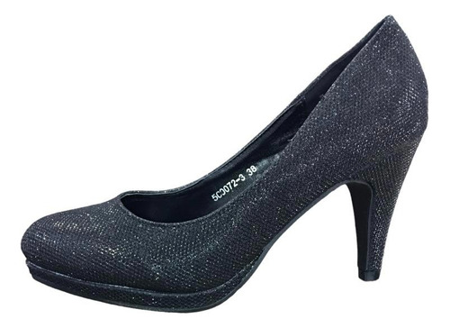 Zapatos De Taco Bajo 8cm Negro Pala Mujer 2202-1