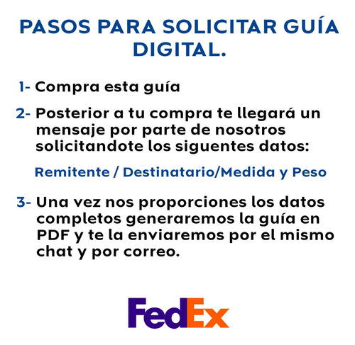 1 Guía Prepagada De Fedex 64 Kg Aéreo 1 A 2 Días