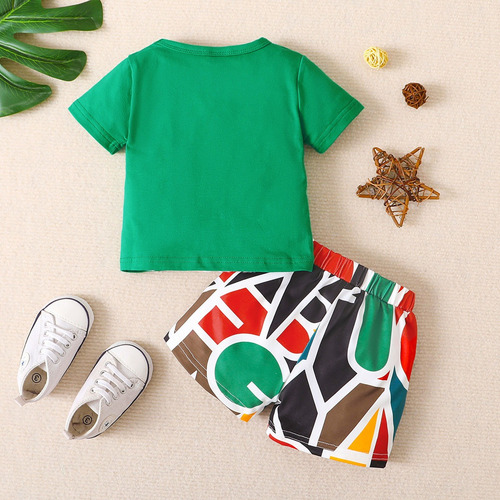 Conjunto Para Bebé 3-12m Con Estampado De Letras Multicolor Verde 9-12 Meses