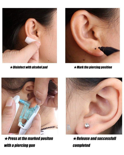 Oreja Piercing Desechable Kit Del Arma, De 4 Piezas Auto Ore