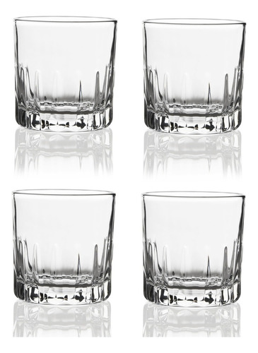 Juego 4 Vasos Whiskey De Vidrio 313 Ml Modernos Elegantes Color Cristal