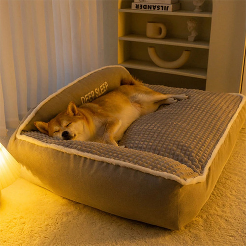 Cucha Cuna Cama Para Perro Con Borde Tipo Sofa Mascota L Color Gris Diseño Deep Sleep