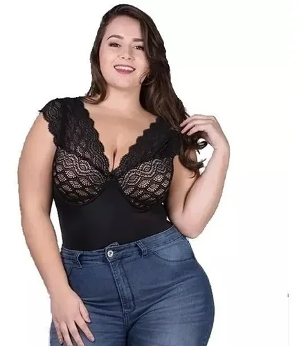 Body Redutor Renda Plus Size Body Feminino Body Renda