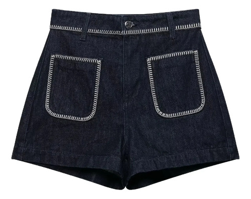 Pantalones Cortos De Mezclilla Zadata Con Bordados De Cintur