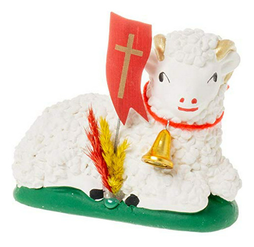 Figura Cordero De Pascua Tradicional Con Bandera Y Palma, (g