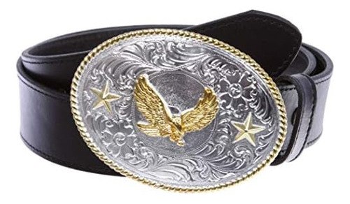 Hebilla Plateada De Vaquero Del Oeste Con Cinturón Dorado De
