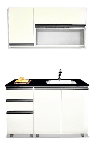 Mueble Cocina Alacena Y Bajo De 120 Blanco Perfil J Y Vidrio