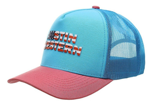 Boné Austin Western Snapback Em Tela Azul Claro E Rosa