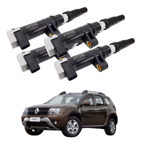 4 Bobinas De Ignição Clio/sandero/duster/logan 1.6 16v Ngk