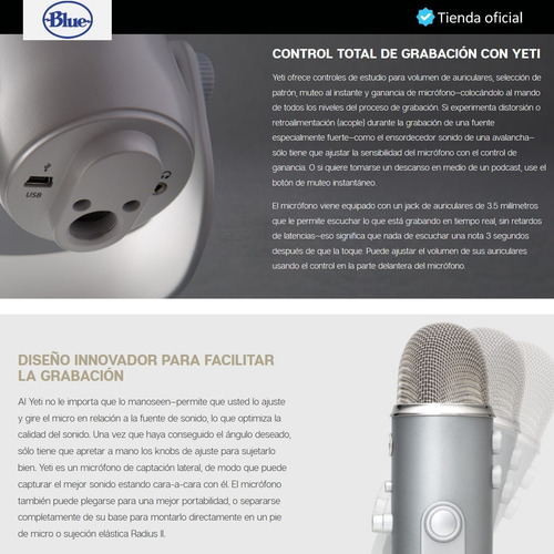 Imagen 6 de 10 de Blue Yeti, Micrófono Usb Profesional, Grabación / Streaming
