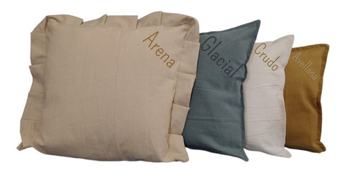 Imagen 2 de 6 de Set 4 Fundas Almohadón 40x40 Tusor 1 Con Volado Y 3 Lisas